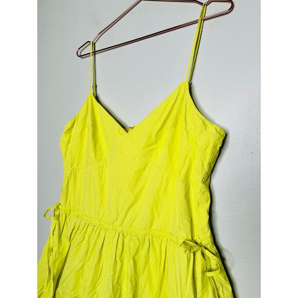 JASON WU Collective Yellow Cotton V-Neck Drawstring Waist Midi Dress size 14 - Picture 5 of 16